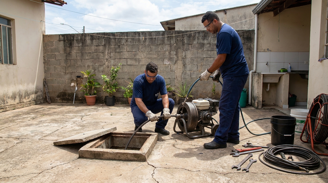 Desentupimento de esgoto residencial em Bragança Paulista‑SP