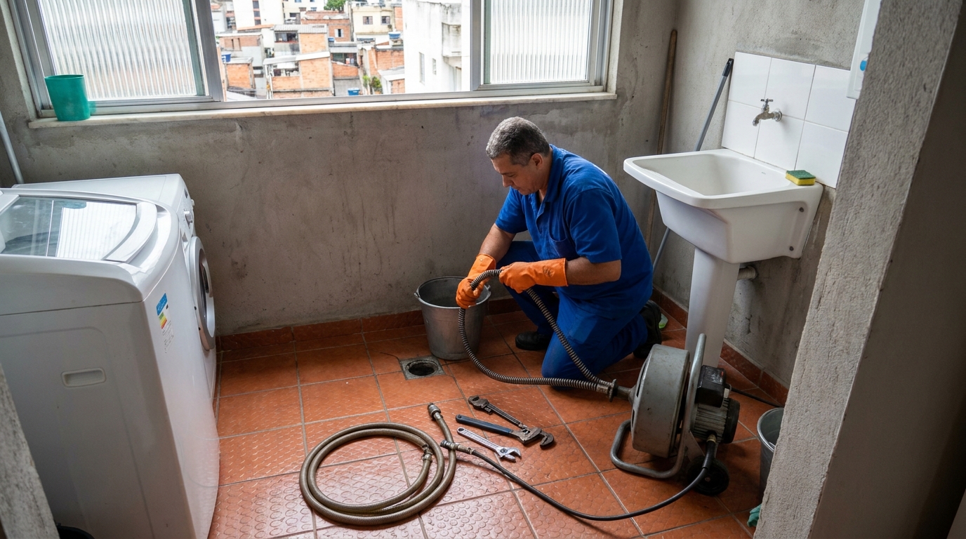 Desentupimento de ralo com equipamento em Bragança Paulista‑SP